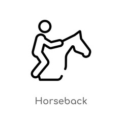 outline horseback vector icon. isolated black simple line element illustration from sports and competition concept. editable vector stroke horseback icon on white background