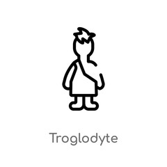 outline troglodyte vector icon. isolated black simple line element illustration from stone age concept. editable vector stroke troglodyte icon on white background