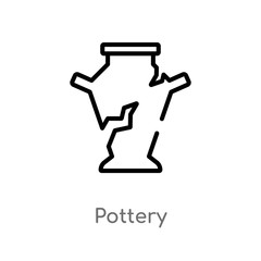 outline pottery vector icon. isolated black simple line element illustration from stone age concept. editable vector stroke pottery icon on white background