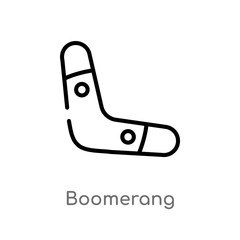 outline boomerang vector icon. isolated black simple line element illustration from stone age concept. editable vector stroke boomerang icon on white background - obrazy, fototapety, plakaty