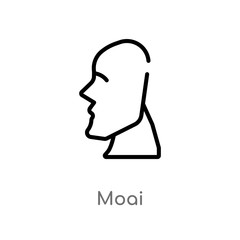 outline moai vector icon. isolated black simple line element illustration from stone age concept. editable vector stroke moai icon on white background