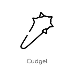 outline cudgel vector icon. isolated black simple line element illustration from stone age concept. editable vector stroke cudgel icon on white background