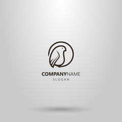 Obraz premium black and white simple vector line art logo of bird in a round frame