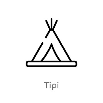 Outline Tipi Vector Icon. Isolated Black Simple Line Element Illustration From Stone Age Concept. Editable Vector Stroke Tipi Icon On White Background