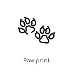 outline paw print vector icon. isolated black simple line element illustration from stone age concept. editable vector stroke paw print icon on white background