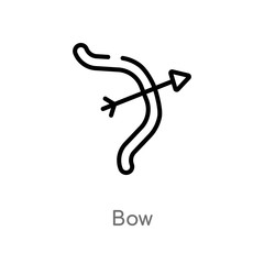 outline bow vector icon. isolated black simple line element illustration from stone age concept. editable vector stroke bow icon on white background