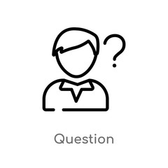 outline question vector icon. isolated black simple line element illustration from strategy concept. editable vector stroke question icon on white background