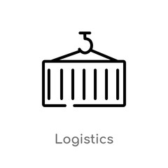 outline logistics vector icon. isolated black simple line element illustration from strategy concept. editable vector stroke logistics icon on white background