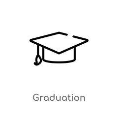 outline graduation vector icon. isolated black simple line element illustration from strategy concept. editable vector stroke graduation icon on white background