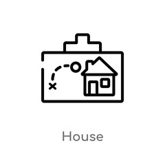 outline house vector icon. isolated black simple line element illustration from strategy concept. editable vector stroke house icon on white background