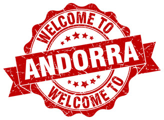 Obraz premium Andorra round ribbon seal