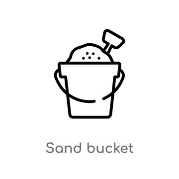 Outline Sand Bucket Vector Icon. Isolated Black Simple Line Element Illustration From Summer Concept. Editable Vector Stroke Sand Bucket Icon On White Background