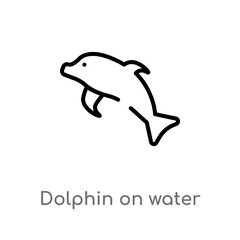 outline dolphin on water waves vector icon. isolated black simple line element illustration from summer concept. editable vector stroke dolphin on water waves icon on white background