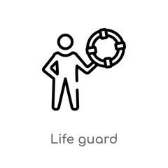 outline life guard vector icon. isolated black simple line element illustration from summer concept. editable vector stroke life guard icon on white background