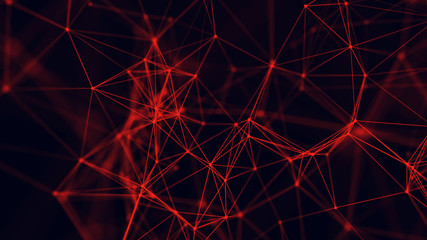 Big data visualization. Abstract background with connecting dots and lines. 3D rendering. High resolution.