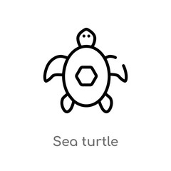 Obraz premium outline sea turtle vector icon. isolated black simple line element illustration from summer concept. editable vector stroke sea turtle icon on white background