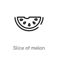 outline slice of melon vector icon. isolated black simple line element illustration from summer concept. editable vector stroke slice of melon icon on white background