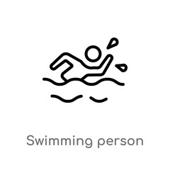 outline swimming person vector icon. isolated black simple line element illustration from summer concept. editable vector stroke swimming person icon on white background