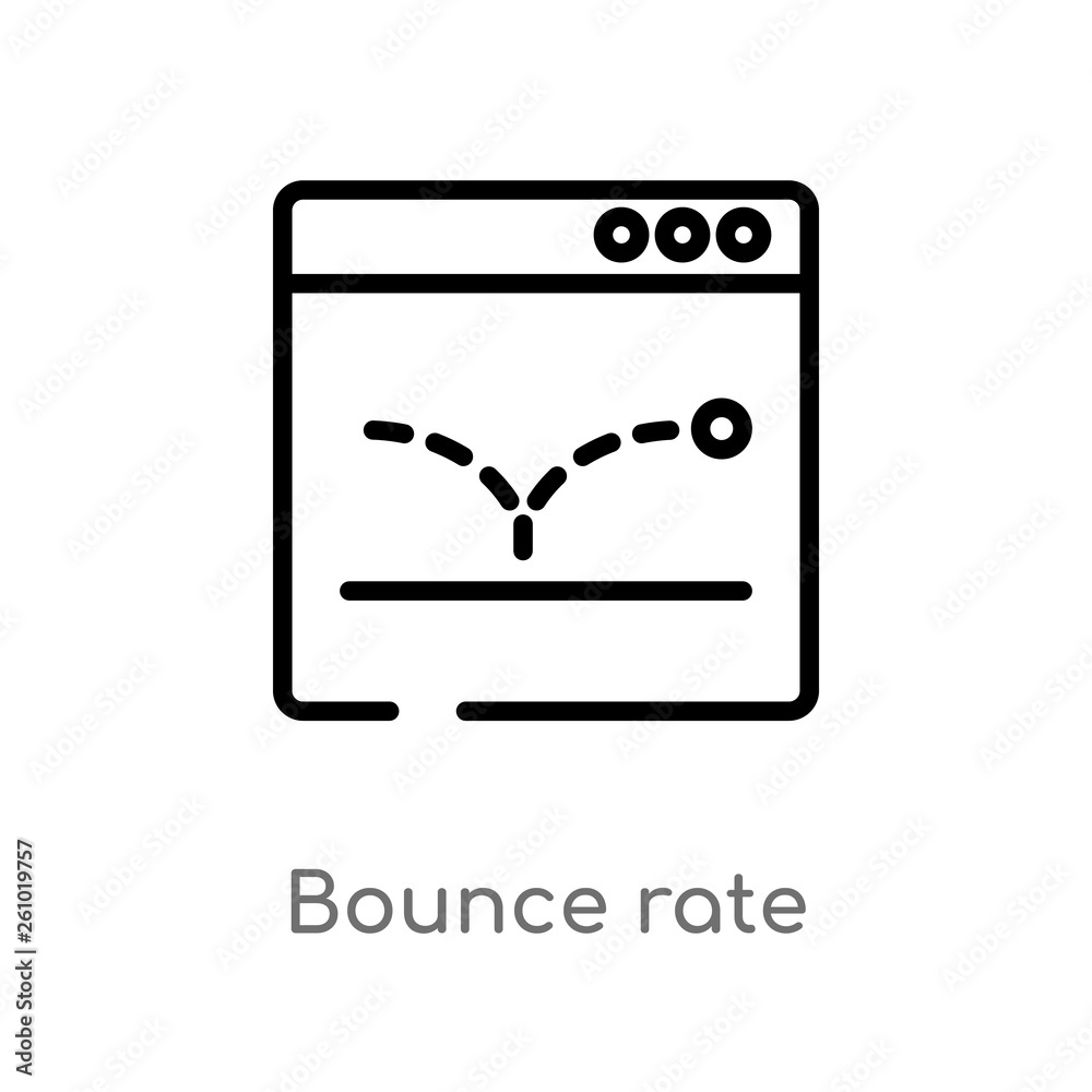 Wall mural outline bounce rate vector icon. isolated black simple line element illustration from technology con