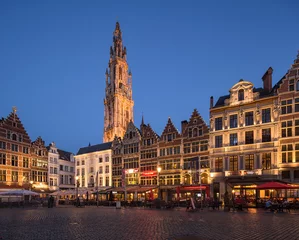 Foto op Canvas Market square and Cathedral of Our Lady in Antwerpen, Belgium. © phant