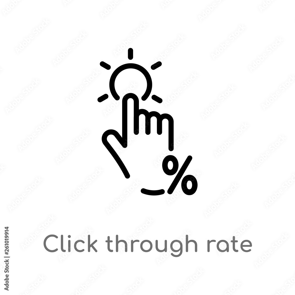 Poster outline click through rate vector icon. isolated black simple line element illustration from technol