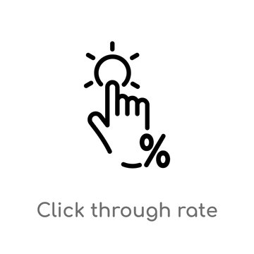 Outline Click Through Rate Vector Icon. Isolated Black Simple Line Element Illustration From Technology Concept. Editable Vector Stroke Click Through Rate Icon On White Background