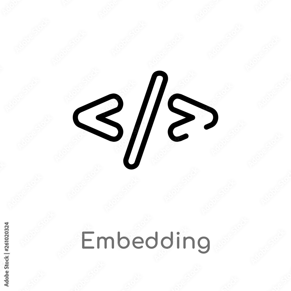 Poster outline embedding vector icon. isolated black simple line element illustration from technology conce