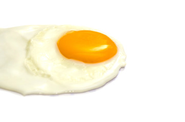 Fried egg isolated on white background. Top view