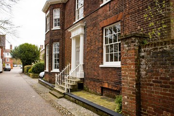 Fototapeta na wymiar One of the fine and majestic residential town houses located in Cathedral Close, Norwich