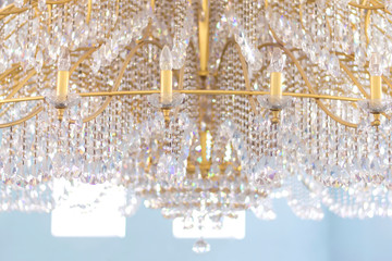 Elegant crystal precious chandelier close-up