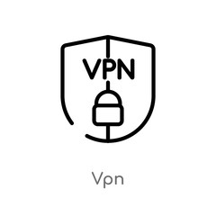 outline vpn vector icon. isolated black simple line element illustration from technology concept. editable vector stroke vpn icon on white background