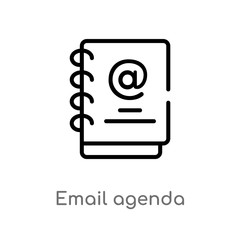 outline email agenda vector icon. isolated black simple line element illustration from technology concept. editable vector stroke email agenda icon on white background