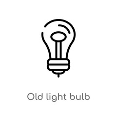 outline old light bulb vector icon. isolated black simple line element illustration from technology concept. editable vector stroke old light bulb icon on white background
