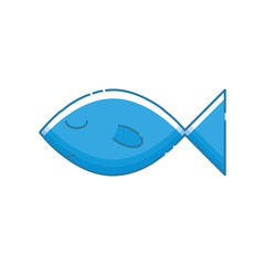 Cute isolated sleeping blue fish. Sticker, patch, badge, pin or tattoo. White background. Linear style illustration. Vector.