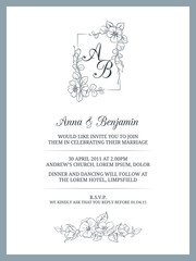 Wedding invitation with floral monogram