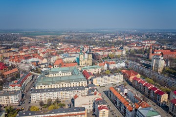 Naklejka premium Aerial drone view on Legnica town square