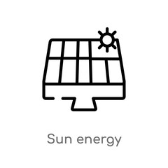 outline sun energy vector icon. isolated black simple line element illustration from technology concept. editable vector stroke sun energy icon on white background