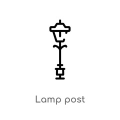 outline lamp post vector icon. isolated black simple line element illustration from technology concept. editable vector stroke lamp post icon on white background