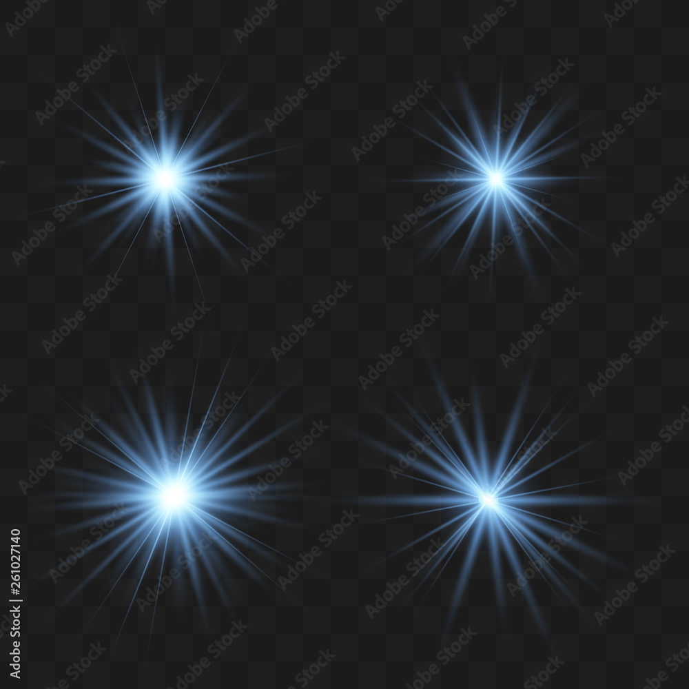 Wall mural set of blue beautiful stars.