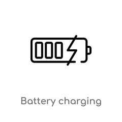 outline battery charging vector icon. isolated black simple line element illustration from tools and utensils concept. editable vector stroke battery charging icon on white background