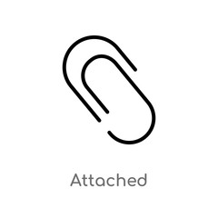 outline attached vector icon. isolated black simple line element illustration from tools and utensils concept. editable vector stroke attached icon on white background