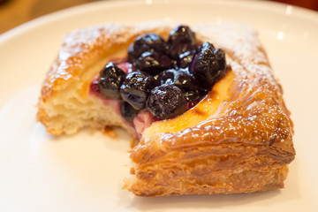 Kachidoki, Tokyo, Japan, 04/06/2019 , French boulangerie with custard and blueberries.