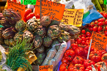 Fresh vegetables in an italian market