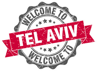 Obraz premium Tel Aviv round ribbon seal