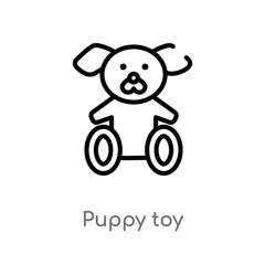 outline puppy toy vector icon. isolated black simple line element illustration from toys concept. editable vector stroke puppy toy icon on white background