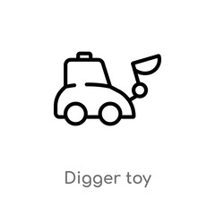 outline digger toy vector icon. isolated black simple line element illustration from toys concept. editable vector stroke digger toy icon on white background