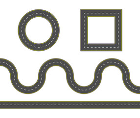 Sewing fabric with Road construction set. Highway map toolkit ...