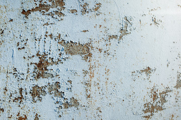 Old metal wall painted in light turquoise color use for background
