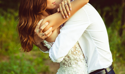 Fototapeta premium Bride and groom afterwedding photosession