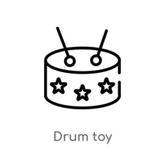outline drum toy vector icon. isolated black simple line element illustration from toys concept. editable vector stroke drum toy icon on white background